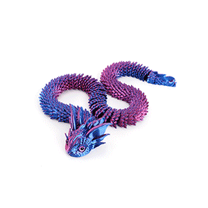 Fairy 3D Printed Snake Toy with Multiple Round Ears