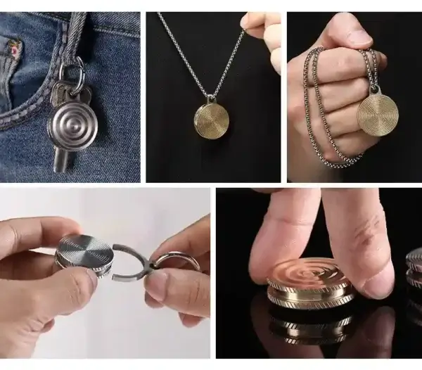 Gyroscope Pendant with Key Ring丨EDC Fidget Spinner Necklace