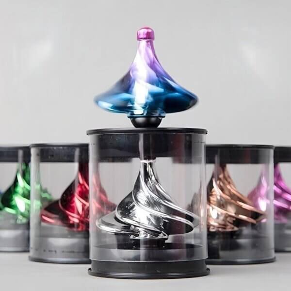 Wind-Driven Blow Turn Gyroscope Top (with Magnetic Base)